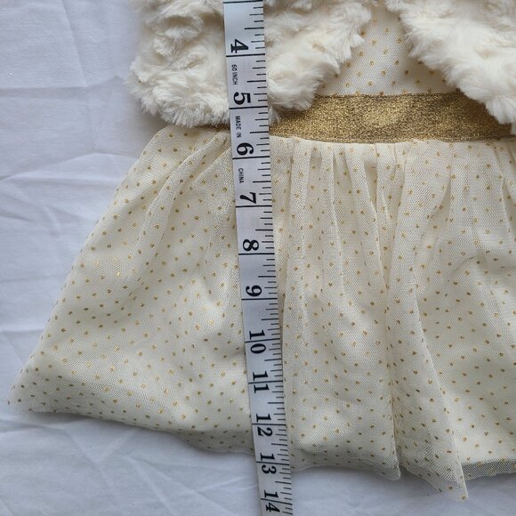 MIA AND MIMI Special Occasion NEWBORN Dress Tulle Lined Ivory Gold - Picture 8 of 9